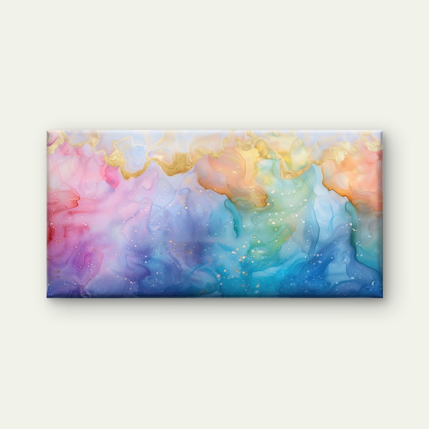 Golden Horizons In Pastel Wall Art Canvas Office Home Room Framed 120x60cm - Bella Home Decor
