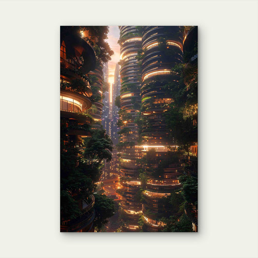 Futuristic Exploration Evolving Cityscape 60x90cm Metal Print Ready to Hang
