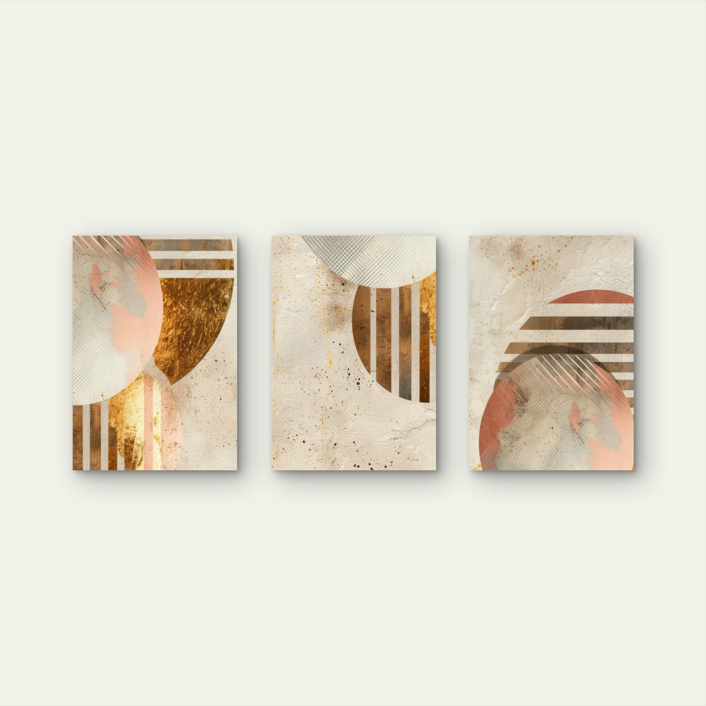 3pcs Modern Mid Century Rose Stripe Wall Art Set Canvas Framed 50x70cm - High Quality Print 100% Australian Made Wall Canvas Ready to Hang