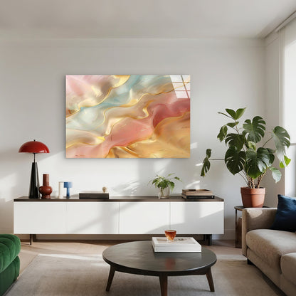 Abstract Pastel Agate Tempered Glass Printing Wall Art Australian Made Quality