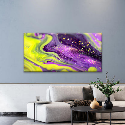 Neon Yellow Purple Hues Wall Art Canvas Office Home Room Framed 120x60cm - Bella Home Decor