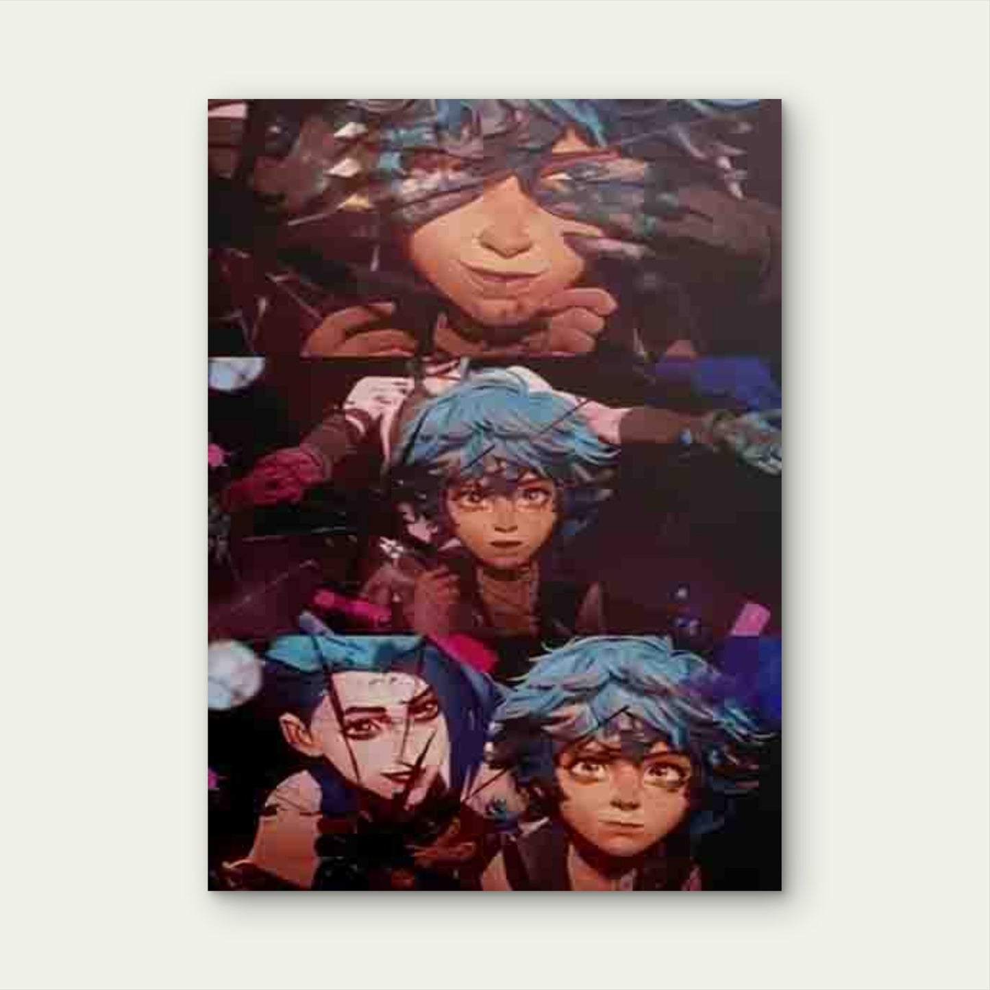 Shattered Glass Blue-Haired Metal Print Ready to Hang - Bella Home Decor