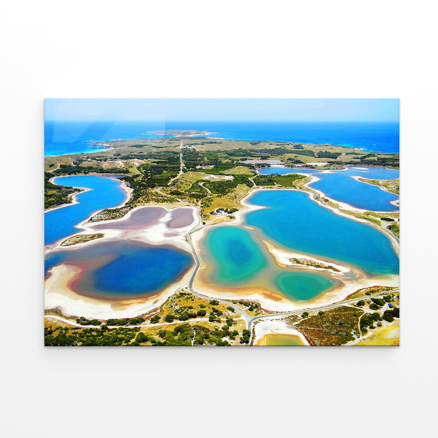 Stunning Aerial View Of Salt Lakes, Rottnest Island, Australia  Wall Art Decor 100% Australian Made