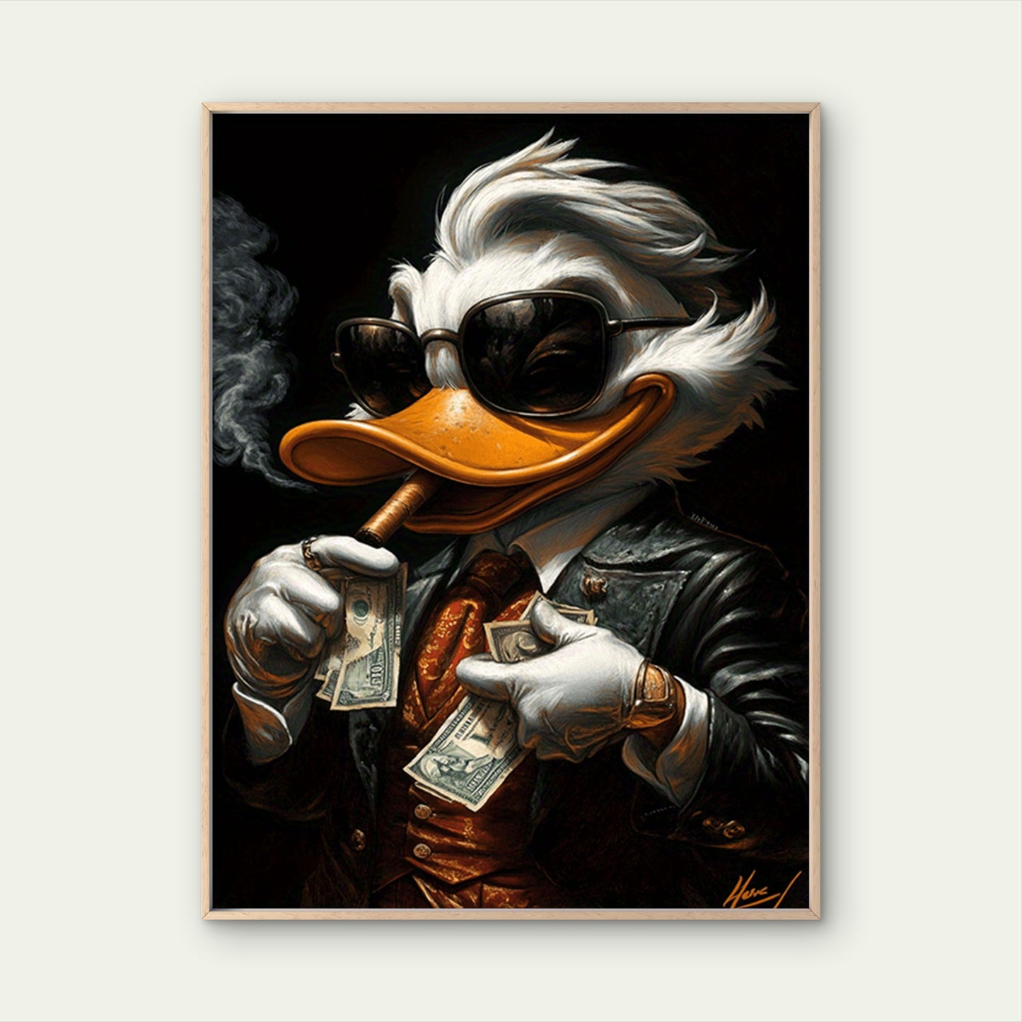 Trendy Duck Holding a Cigar And Money Fashion Home Decor Premium Quality Poster Print Choose Your Sizes - Bella Home Decor