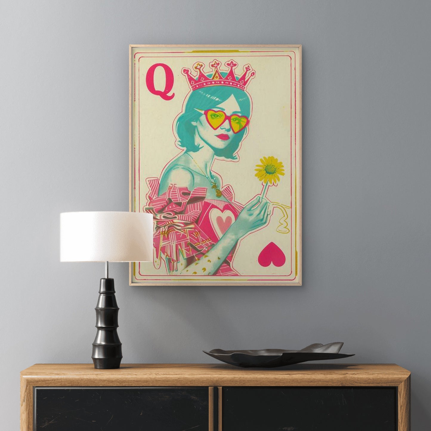 Retro Queen of Hearts with Crowns and Q Symbol Fashion Home Decor Premium Quality Poster Print Choose Your Sizes - Bella Home Decor