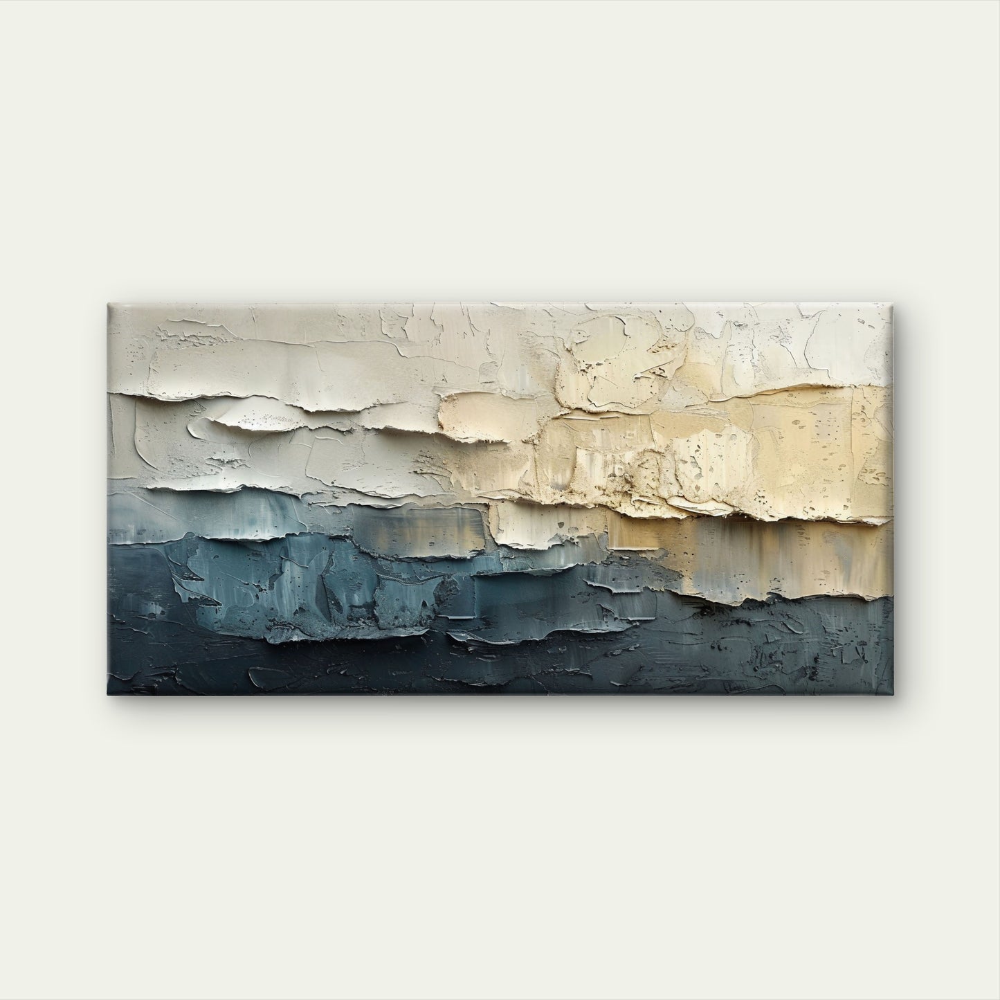 Modern Neutral Grey Beige Textured Painting Wall Art Canvas Office Home Framed 120x60cm
