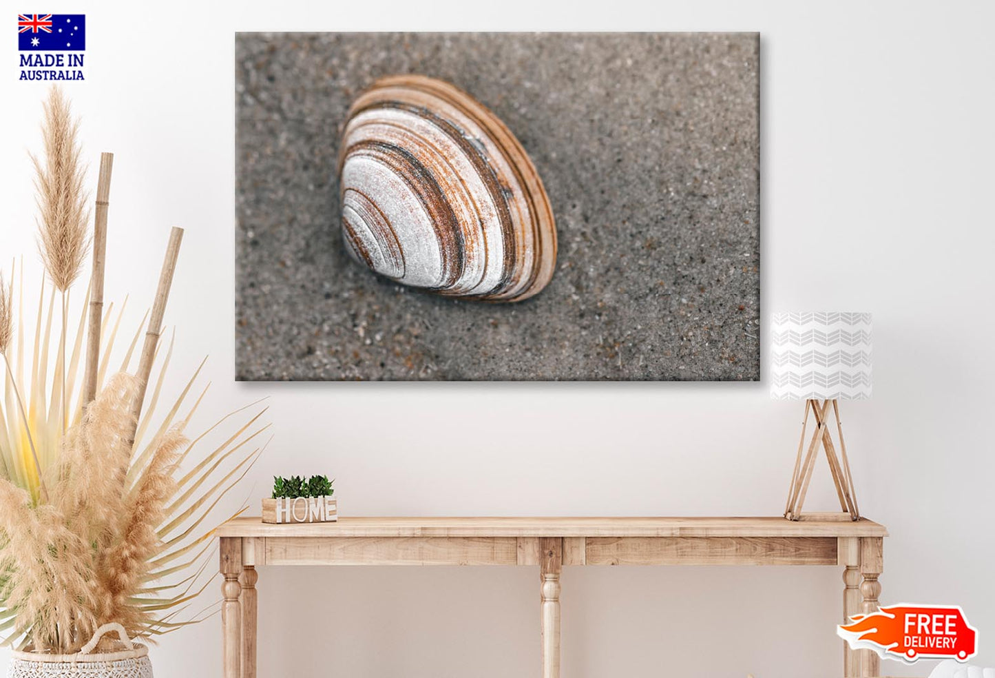 Close-Up Of Shell in The Sand on The Beach, Wall Art Decor 100% Australian Made