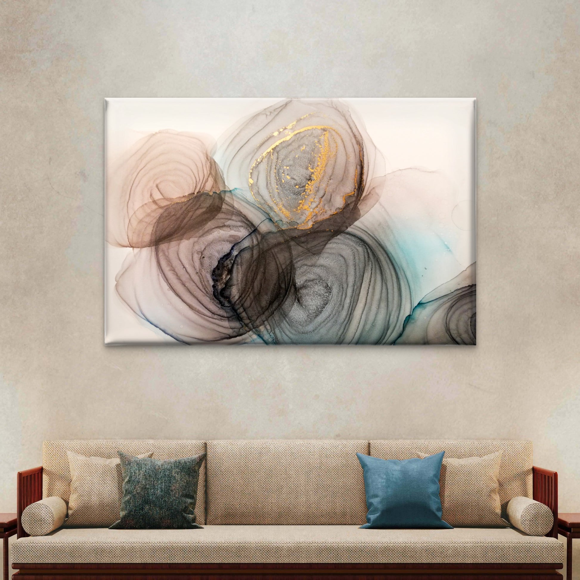 Gold Agate Geode Fluid Ink Abstract Wall Art Decor 100% Australian Made - Bella Home Decor