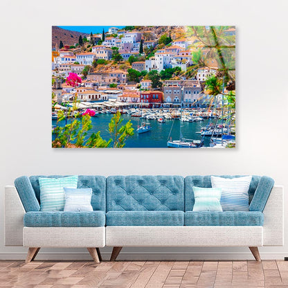 View of the Amazing Hydra Island Greece Acrylic Glass Print Tempered Glass Wall Art 100% Made in Australia Ready to Hang