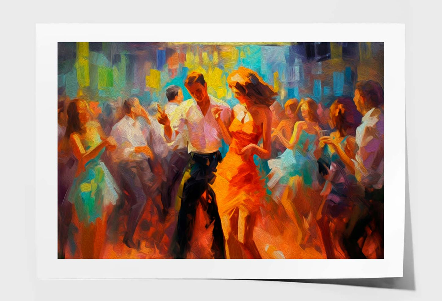 Young People Dancing Night Oil Painting Wall Art Limited Edition High Quality Print