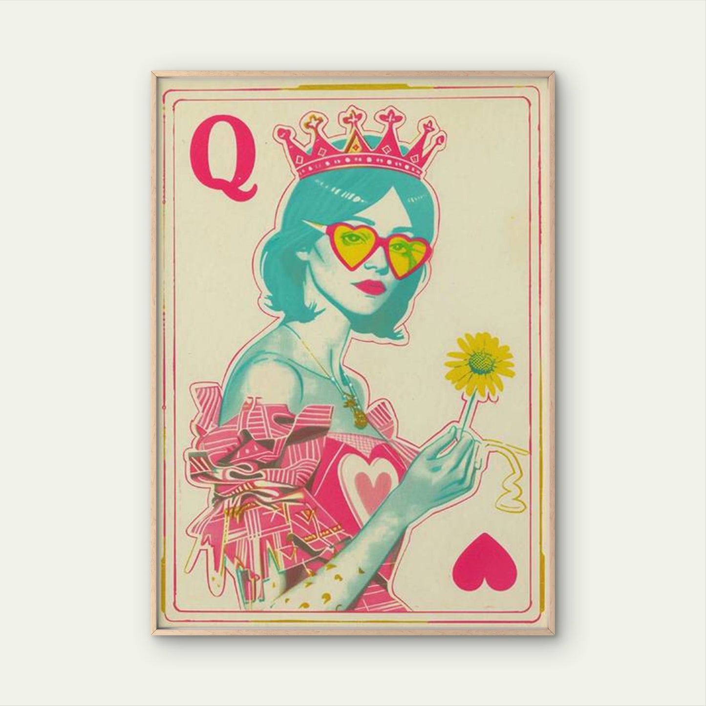 Retro Queen of Hearts with Crowns and Q Symbol Fashion Home Decor Premium Quality Poster Print Choose Your Sizes - Bella Home Decor