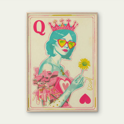 Retro Queen of Hearts with Crowns and Q Symbol Fashion Home Decor Premium Quality Poster Print Choose Your Sizes - Bella Home Decor
