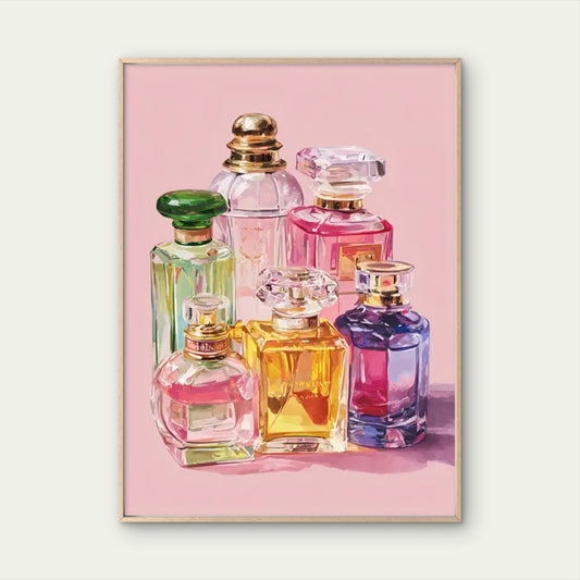 Modern Minimalist Pastel Pink Perfume Bottles Fashion Home Decor Premium Quality Poster Print Choose Your Sizes