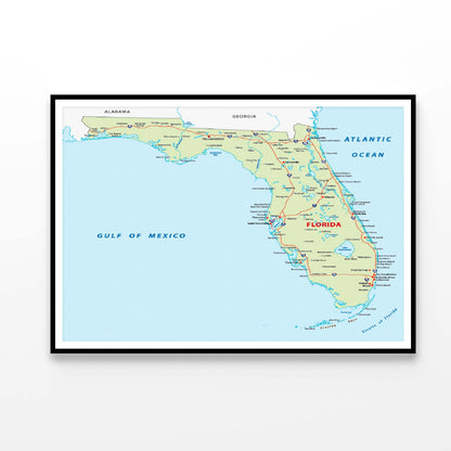 Florida Map Home Decor Premium Quality Poster Print Choose Your Sizes