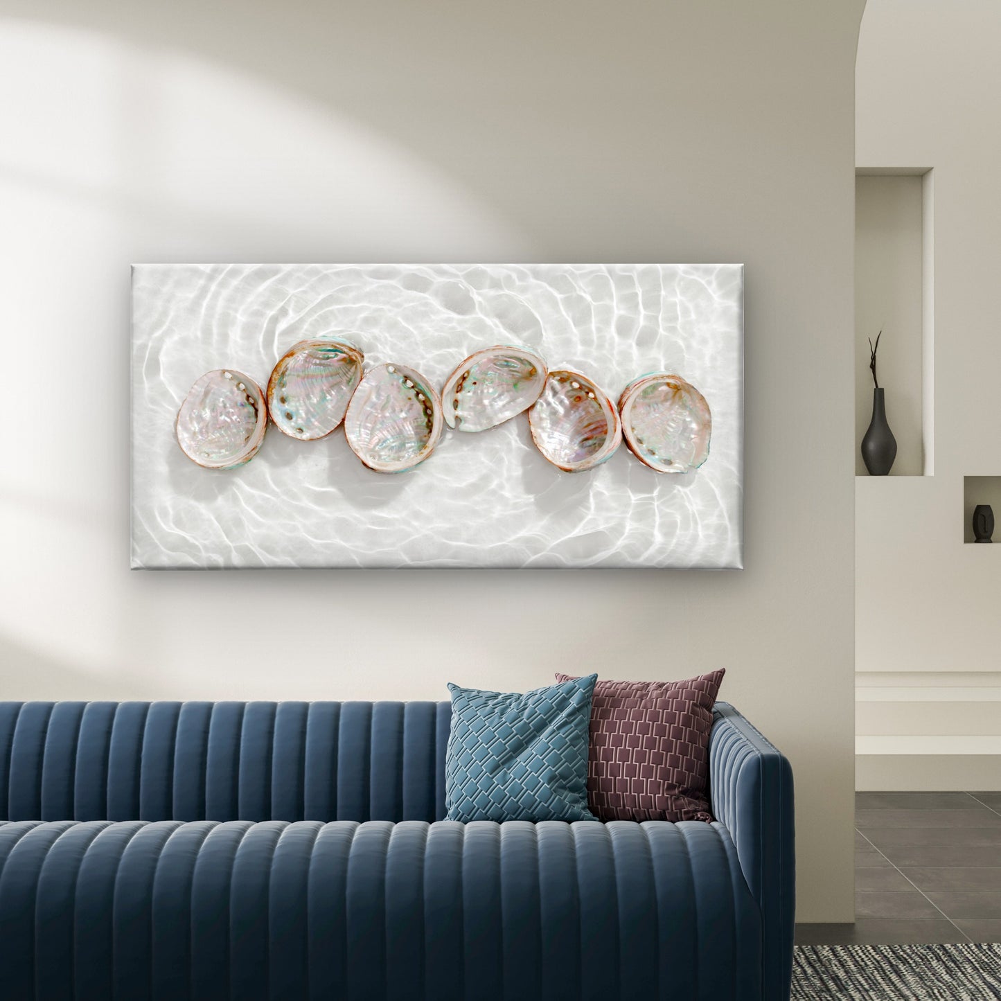 Iridescent Abalone Shells In Water Wall Art Canvas Office Home Room Framed 120x60cm