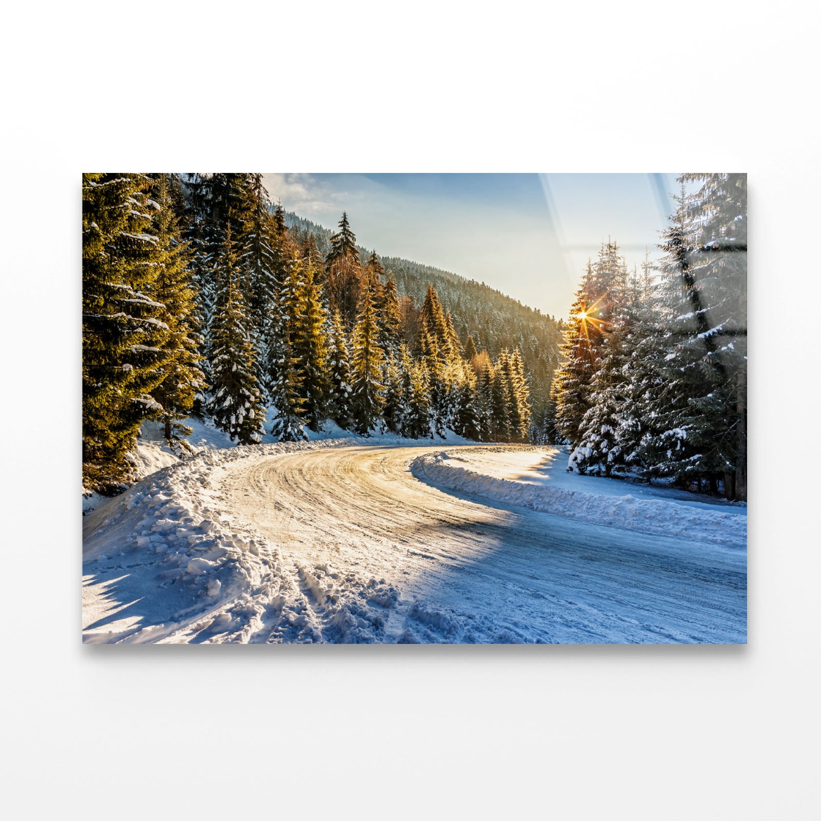 Snowy Road Acrylic Glass Print Tempered Glass Wall Art 100% Made in Australia Ready to Hang