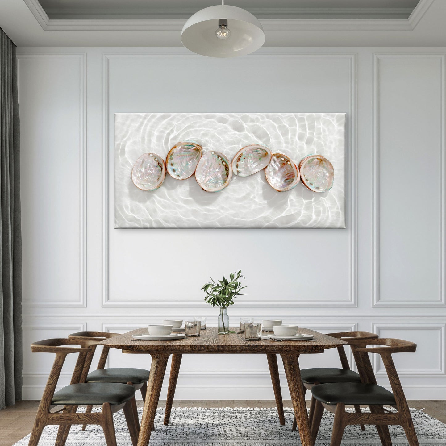 Iridescent Abalone Shells In Water Wall Art Canvas Office Home Room Framed 120x60cm