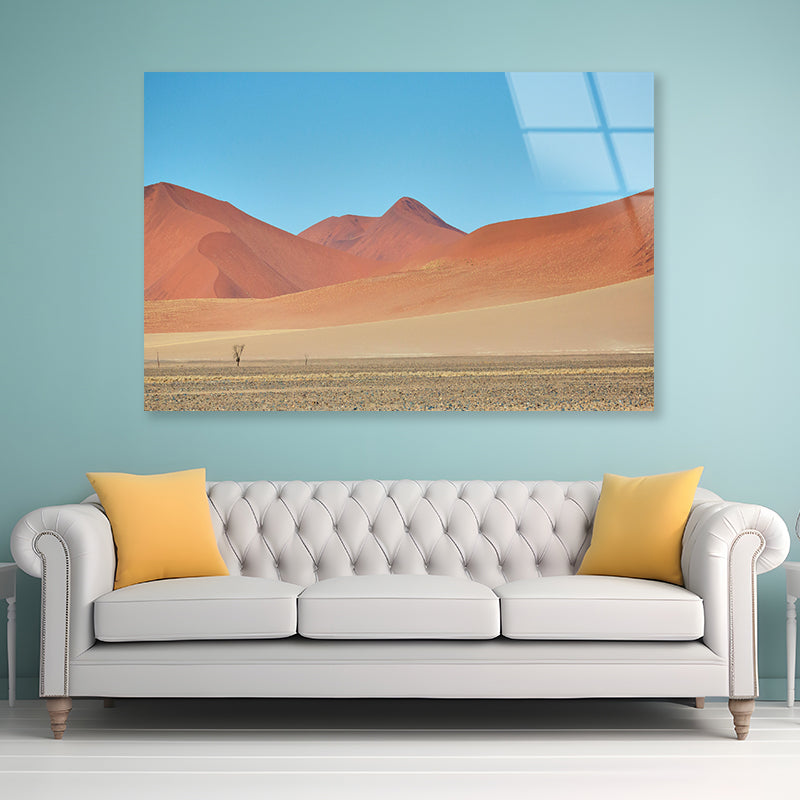 Hills, Sky in Namibia, Africa Acrylic Glass Print Tempered Glass Wall Art 100% Made in Australia Ready to Hang - Bella Home Decor