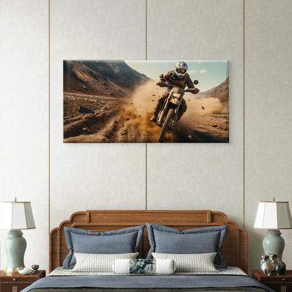 Off Road Dirt Bike Motocross Speed Wall Art Canvas Office Home Framed 120x60cm