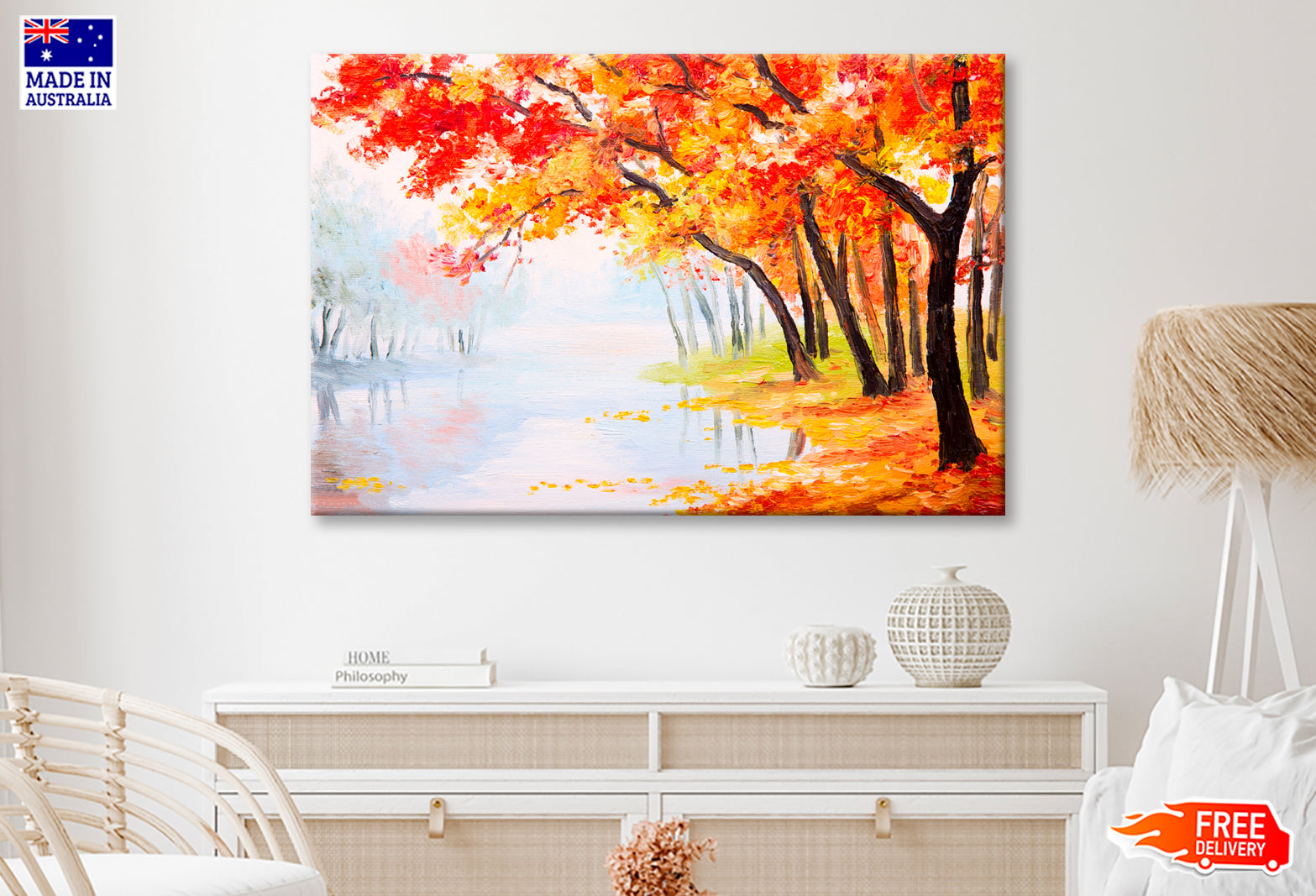 Autumn Forest Near The Lake Oil Painting Wall Art Limited Edition High Quality Print