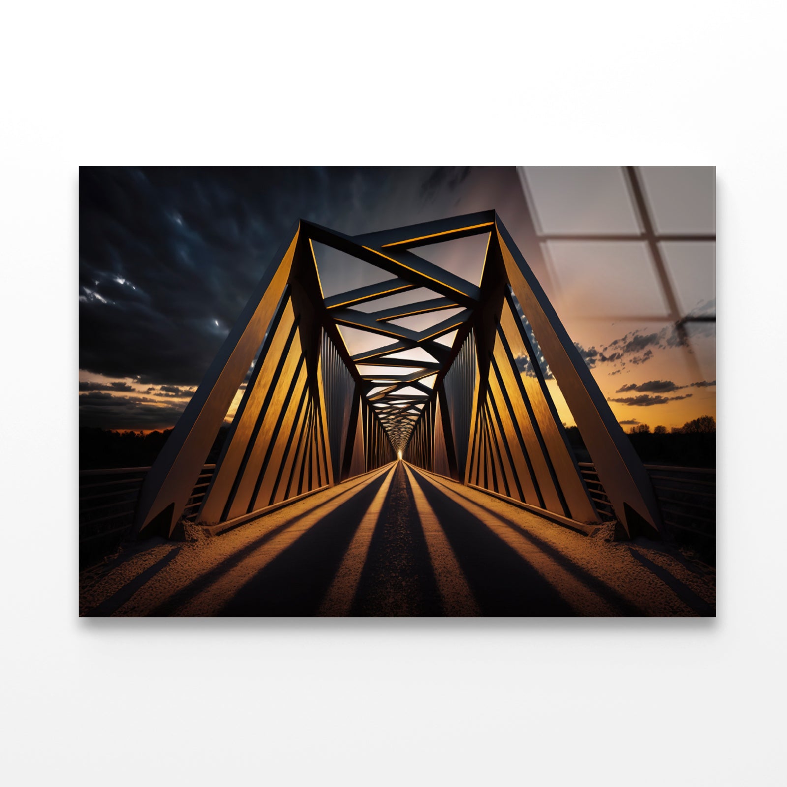 Evening Light, Metal Bridge Acrylic Glass Print Tempered Glass Wall Art 100% Made in Australia Ready to Hang - Bella Home Decor