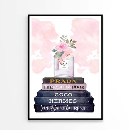 Light Pink Fashion Perfume with Flowers Design Home Decor Premium Quality Poster Print Choose Your Sizes