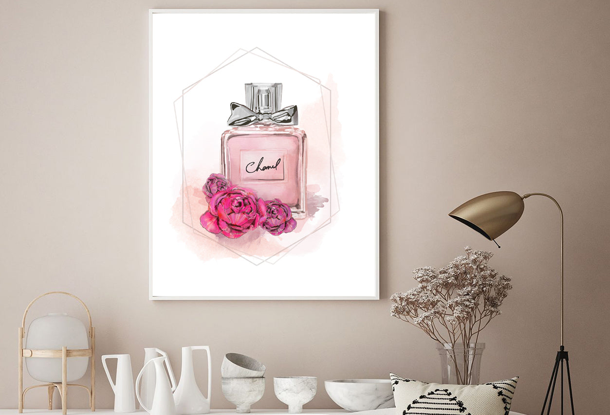 Roses and Pink Perfume Bottle Print 100% Australian Made