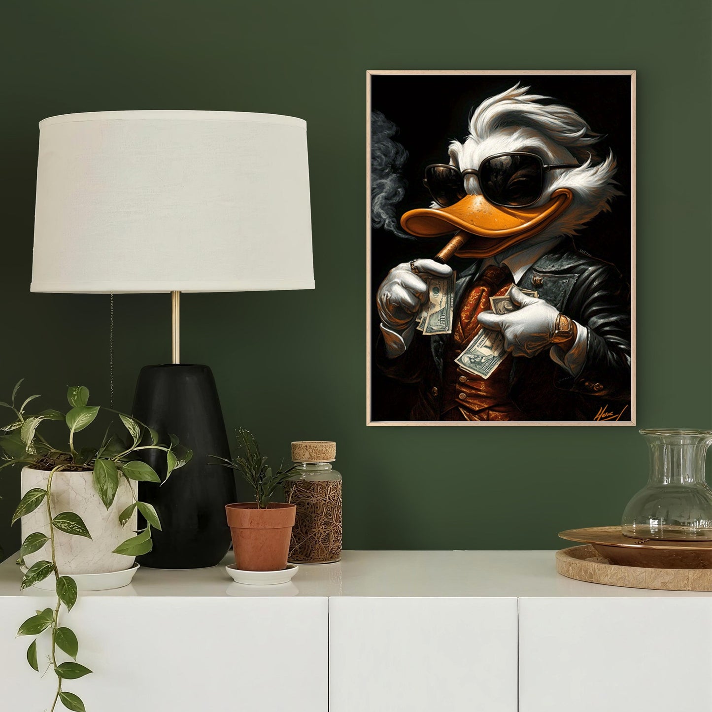 Trendy Duck Holding a Cigar And Money Fashion Home Decor Premium Quality Poster Print Choose Your Sizes - Bella Home Decor