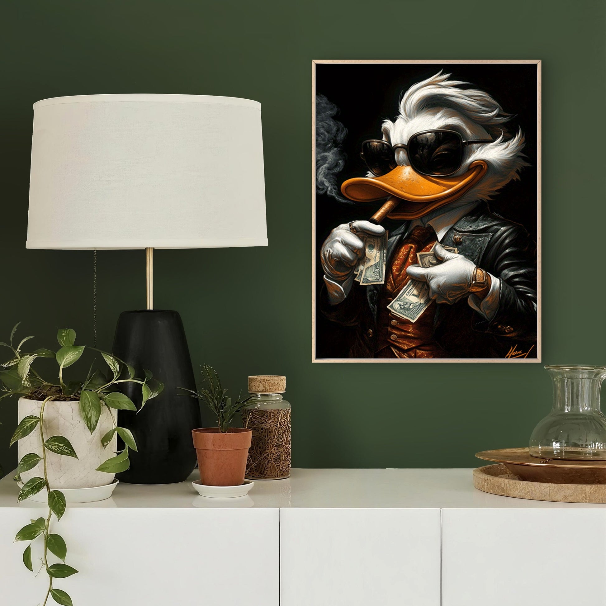Trendy Duck Holding a Cigar And Money Fashion Home Decor Premium Quality Poster Print Choose Your Sizes - Bella Home Decor