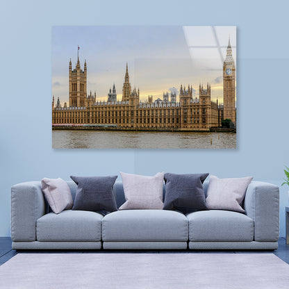 Big Ben with Beautiful Sky In UK Acrylic Glass Print Tempered Glass Wall Art 100% Made in Australia Ready to Hang