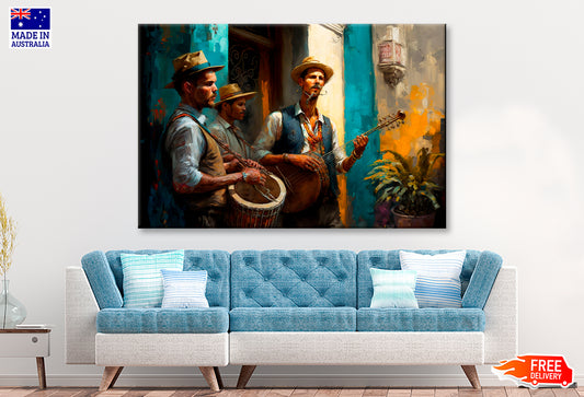 Jazz Band Havana Street Oil Painting Wall Art Limited Edition High Quality Print