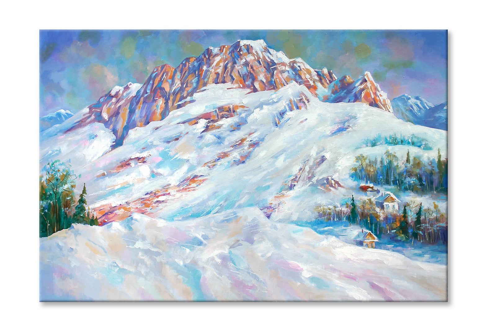 Snow Drifts At The Foot Of Mount Fisht Landscape Oil Painting Limited Edition High Quality Print Stretched Canvas None