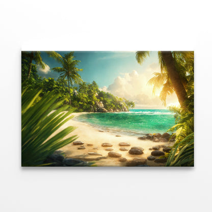 Beach with Palm Tree Print 100% Australian Made - Bella Home Decor