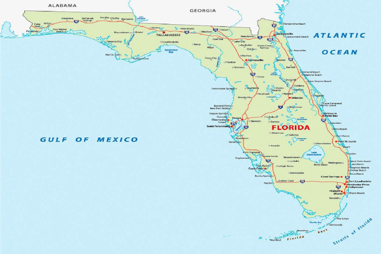 Florida Map Home Decor Premium Quality Poster Print Choose Your Sizes