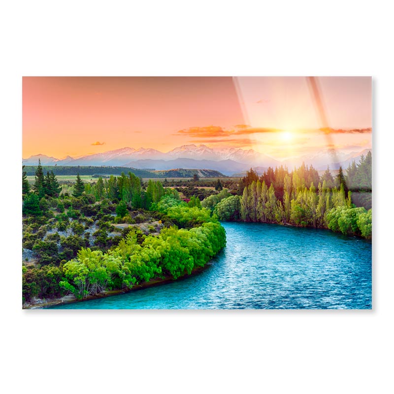 River Running Through a Lush Green Forest Acrylic Glass Print Tempered Glass Wall Art 100% Made in Australia Ready to Hang - Bella Home Decor