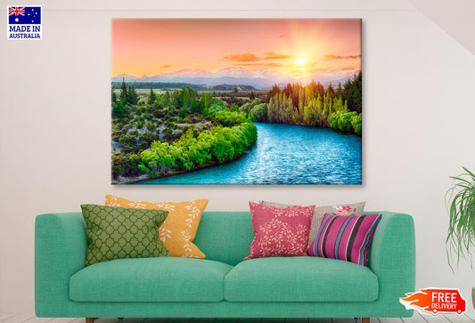 River Running Through a Lush Green Forest  Wall Art Decor 100% Australian Made - Bella Home Decor