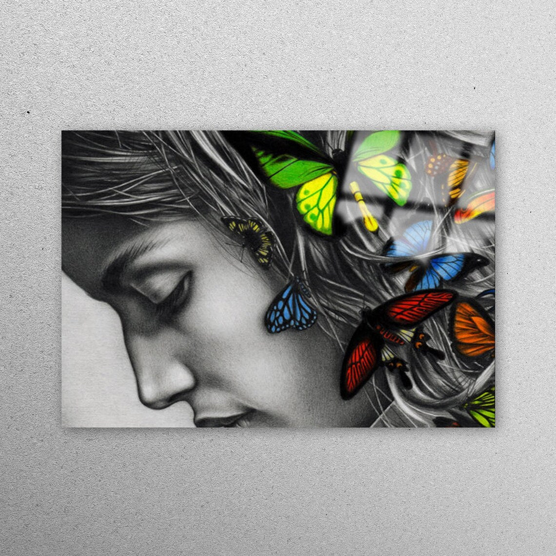 Woman And Butterflies Wall Art Acrylic Glass Print Tempered Glass Wall Art 100% Made in Australia Ready to Hang