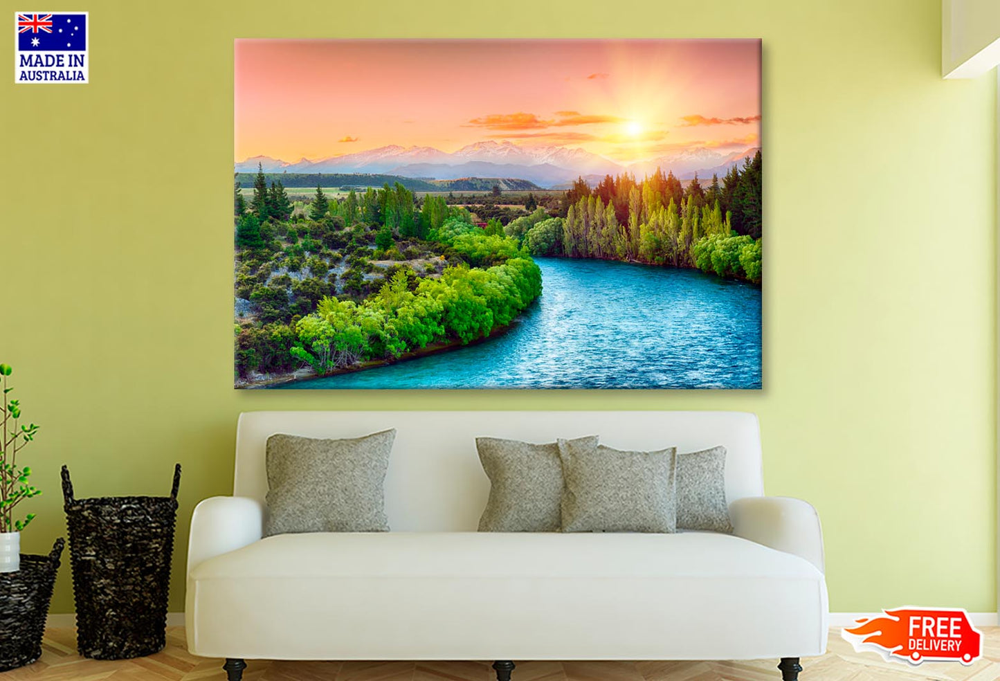 River Running Through a Lush Green Forest  Wall Art Decor 100% Australian Made - Bella Home Decor
