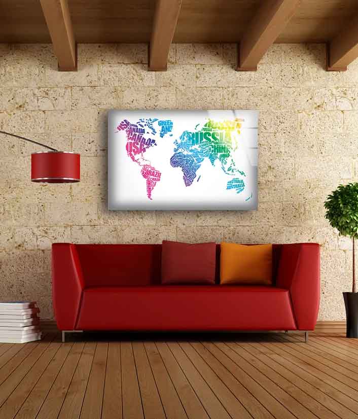 World Map Digital Art UV Direct Aluminum Print Australian Made Quality