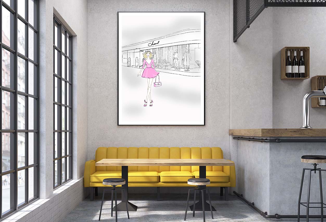 Pink Girl With Elegant Fashion Store Design Home Decor Premium Quality Poster Print Choose Your Sizes