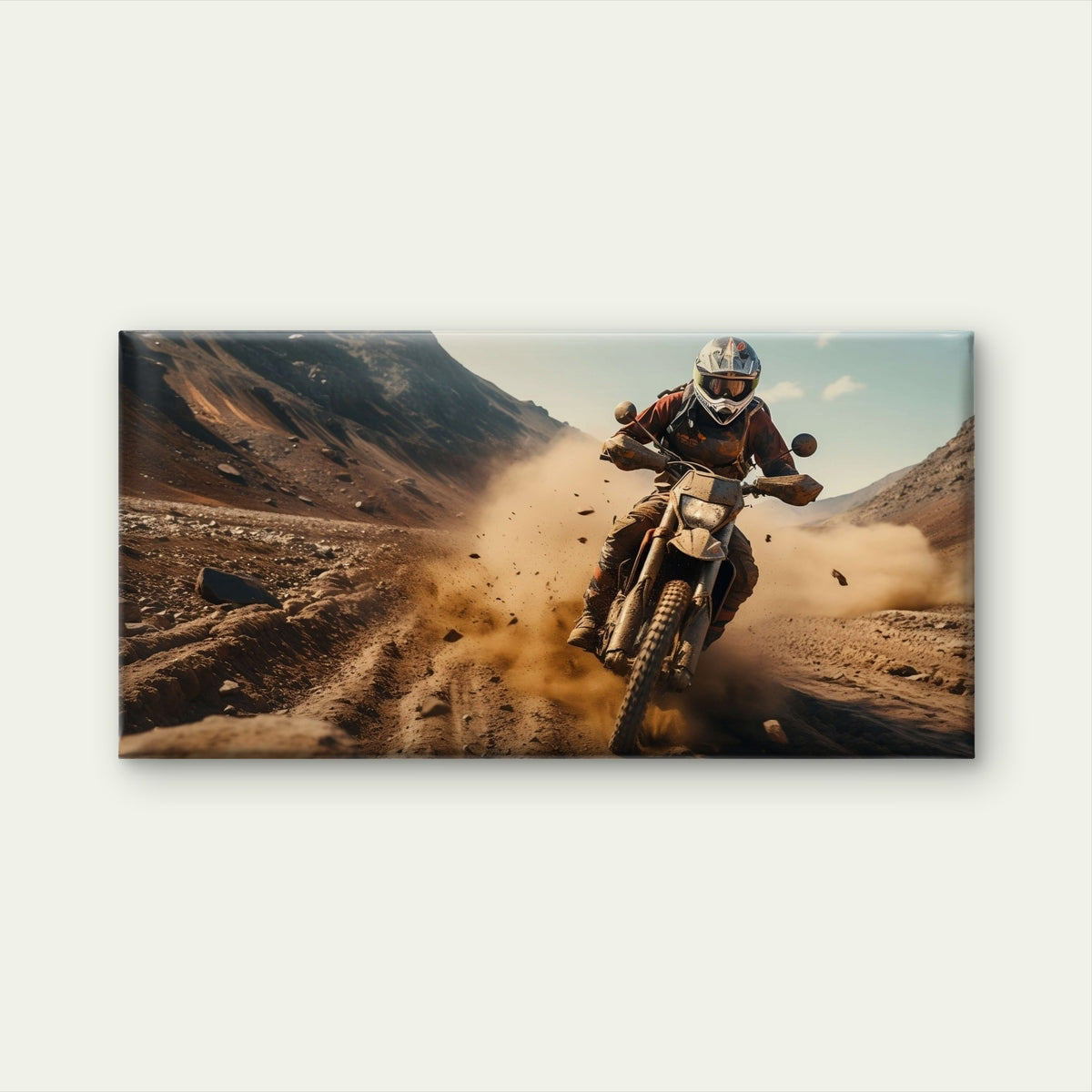 Off Road Dirt Bike Motocross Speed Wall Art Canvas Office Home Framed 120x60cm