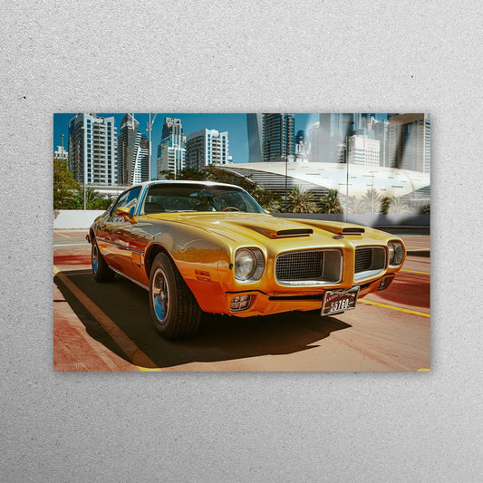 Yellow Pontiac Old Car Acrylic Glass Print Tempered Glass Wall Art 100% Made in Australia Ready to Hang