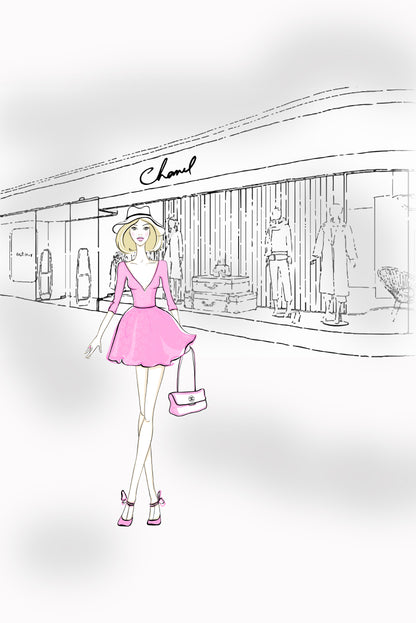 Pink Girl With Elegant Fashion Store Design Home Decor Premium Quality Poster Print Choose Your Sizes