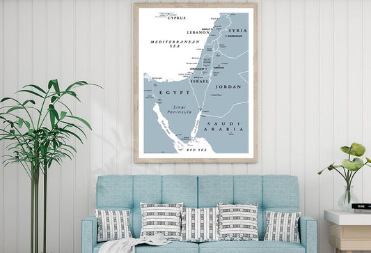 Israel & The Sinai Peninsula, Gray Map Home Decor Premium Quality Poster Print Choose Your Sizes