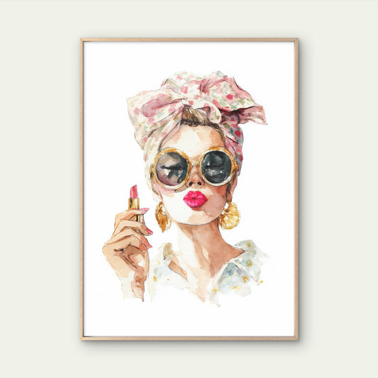 Vintage Style Girl Sunglasses Fashion Home Decor Premium Quality Poster Print Choose Your Sizes - Bella Home Decor