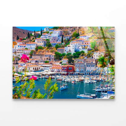 View of the Amazing Hydra Island Greece Acrylic Glass Print Tempered Glass Wall Art 100% Made in Australia Ready to Hang