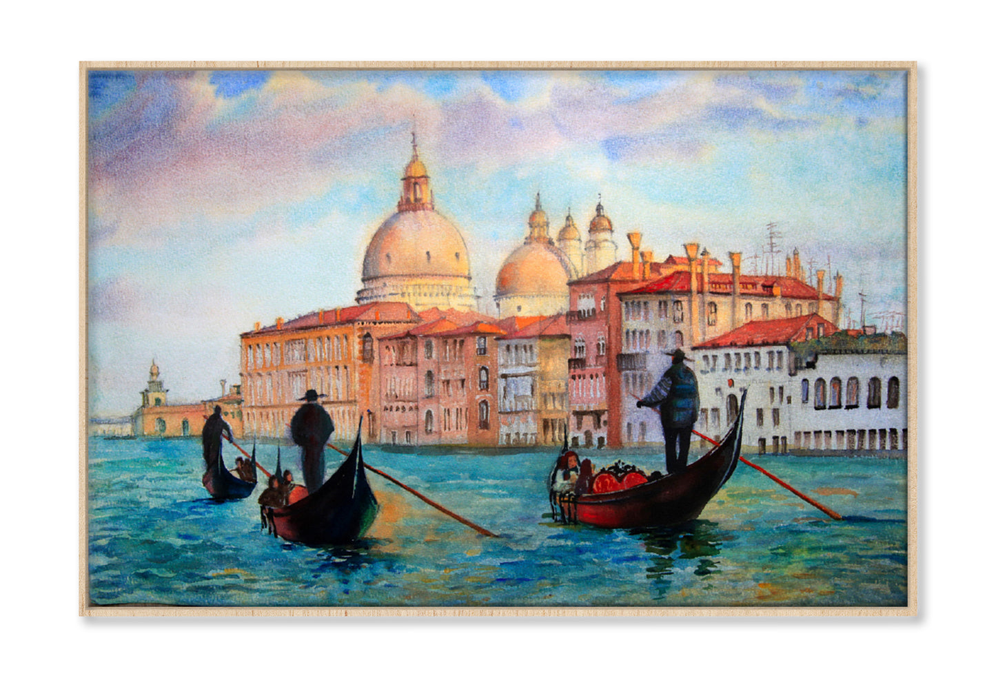 Painting Of Venice Italy Limited Edition High Quality Print Canvas Box Framed Natural