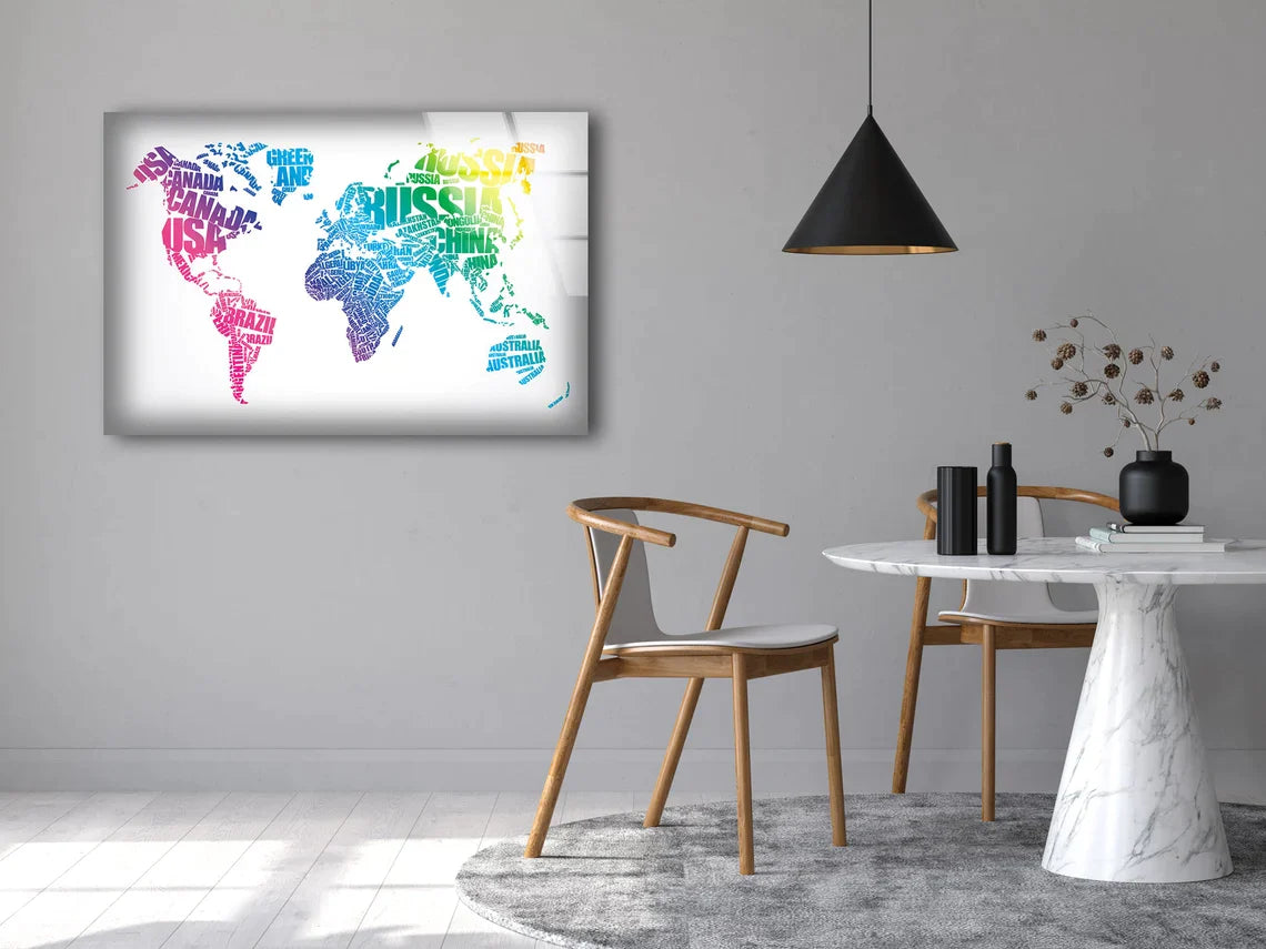 World Map Digital Art UV Direct Aluminum Print Australian Made Quality