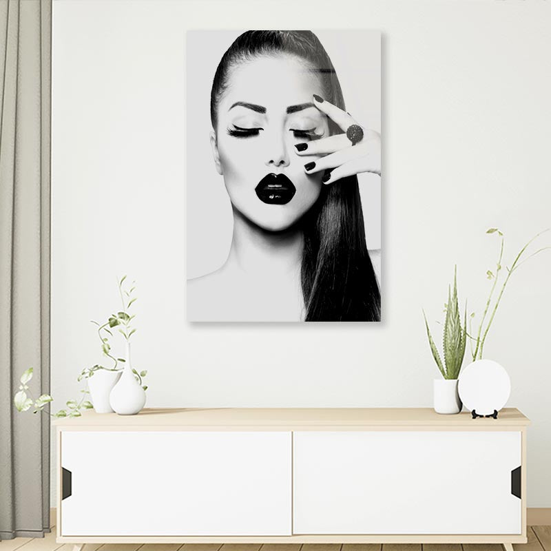 B&W Fashion Girl 3D Design Acrylic Glass Print Tempered Glass Wall Art 100% Made in Australia Ready to Hang