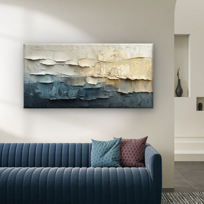 Modern Neutral Grey Beige Textured Painting Wall Art Canvas Office Home Framed 120x60cm